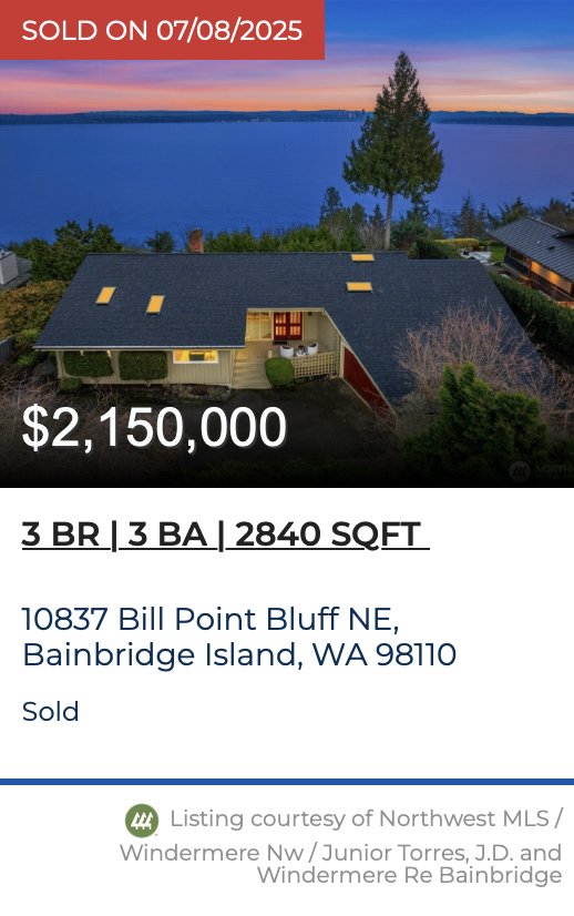 Bill Point Bluff Sold by Jen Pells Windermere Bainbridge